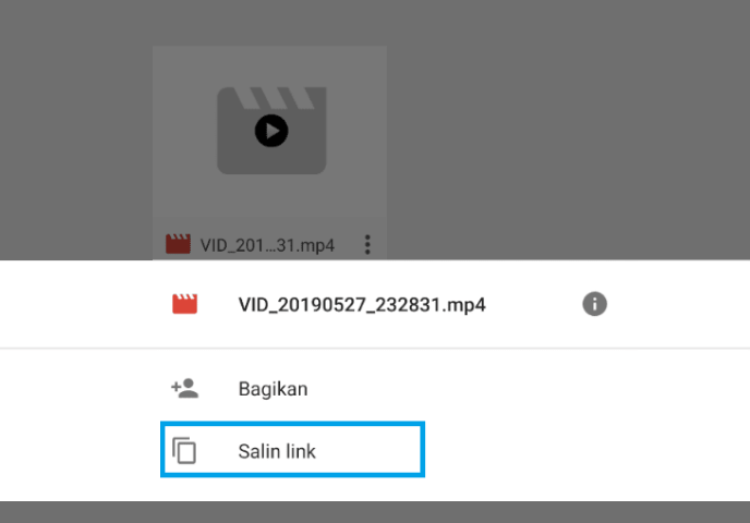 Salin Link Video WA di Google Drive