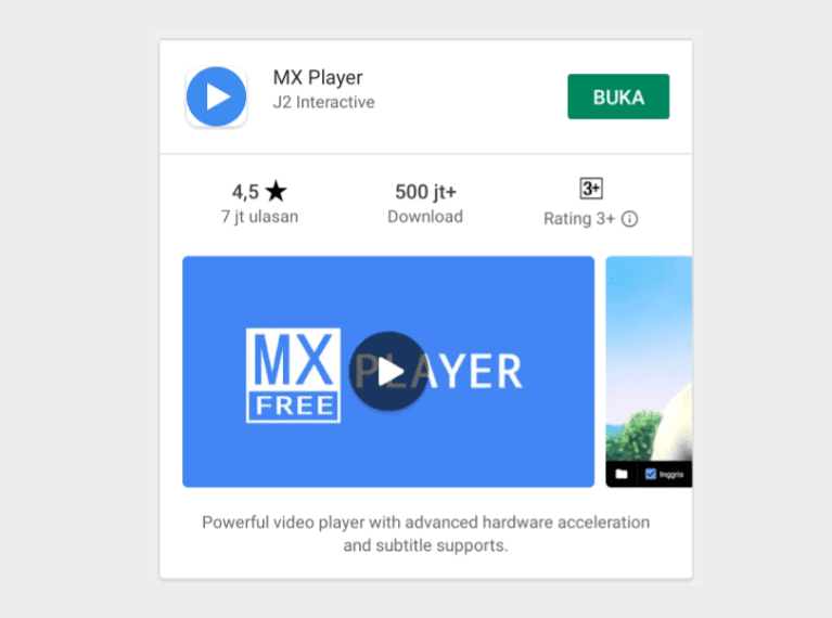 Aplikasi MX Player untuk WA