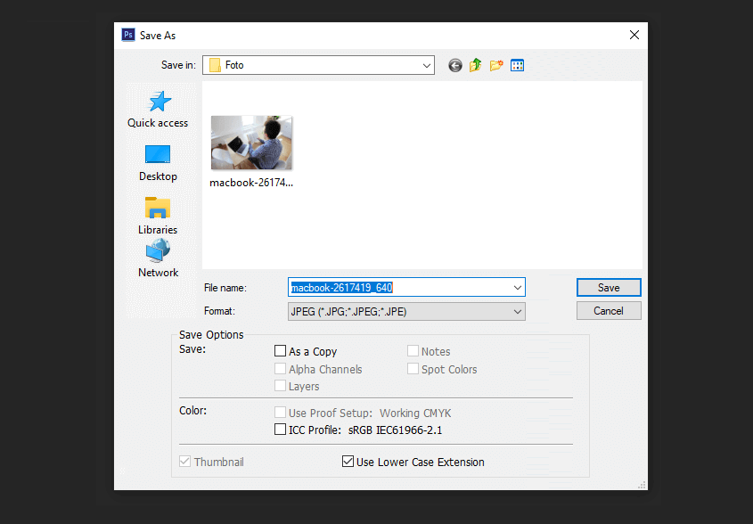 Atur Format JPEG di Photoshop