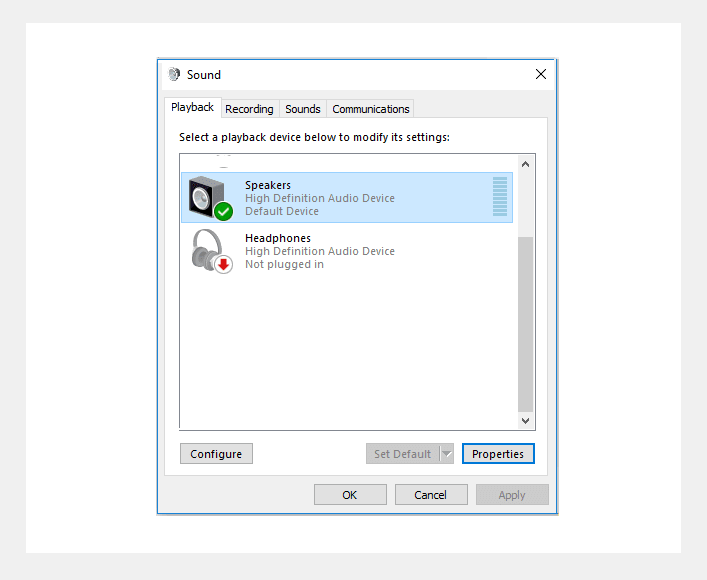 Setting Speaker di Control Panel