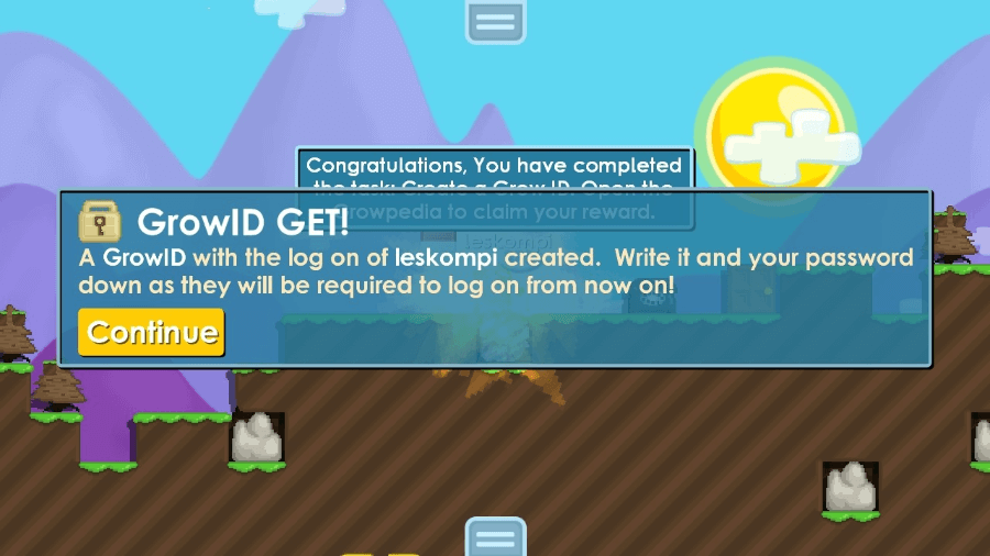 Contoh Berhasil Daftar Growtopia