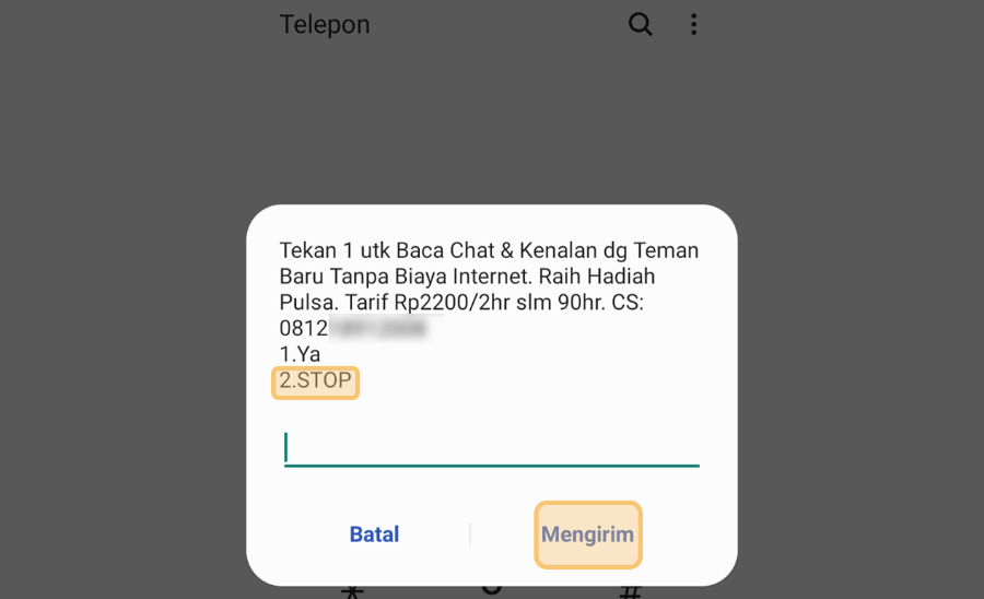Contoh Berhenti Langganan Sweetchat Via Dial