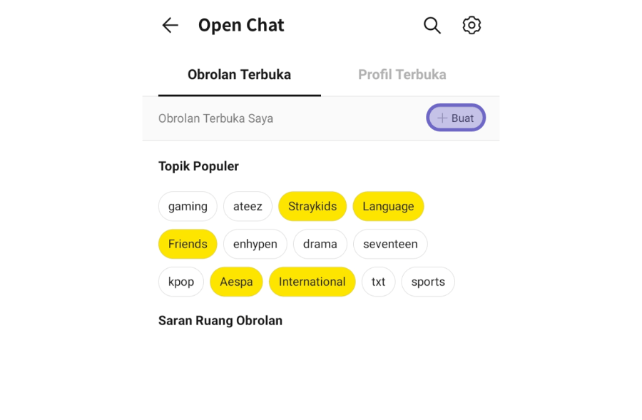 Menu Buat Obrolan Terbuka