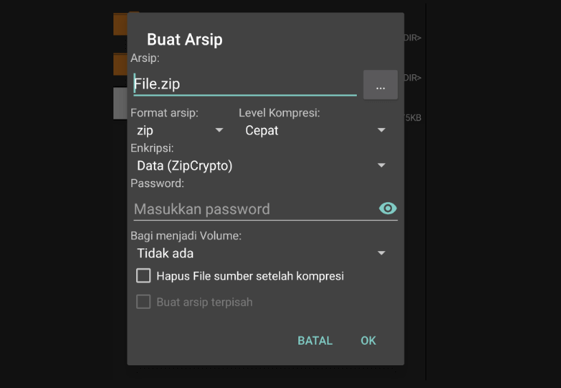 Buat ZIP untuk File WhatsApp