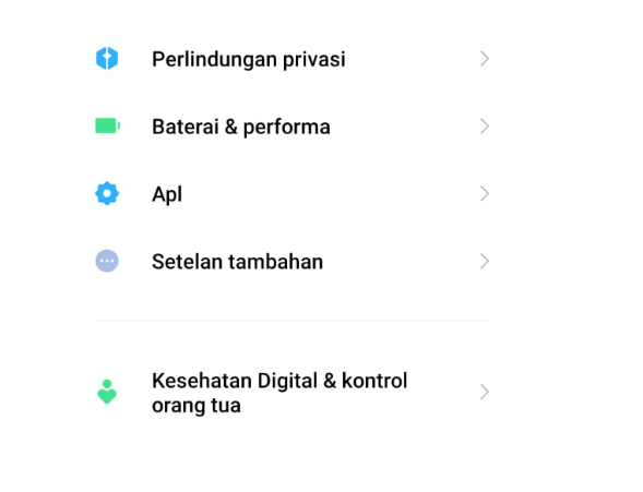 Menu Aplikasi HP