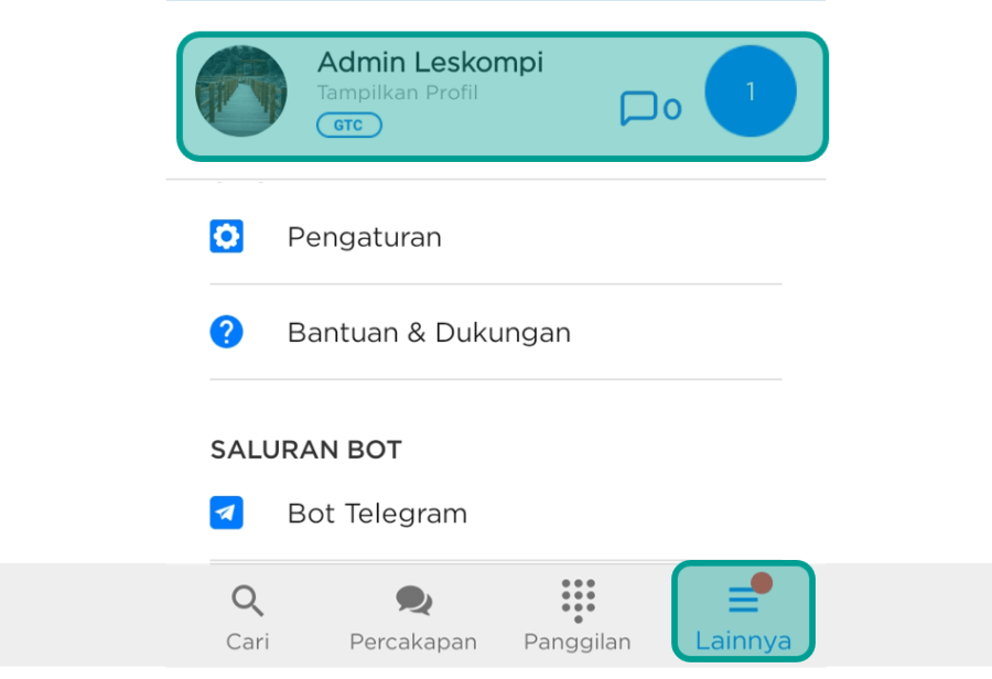 Buka Menu Profil Aplikasi GetContact