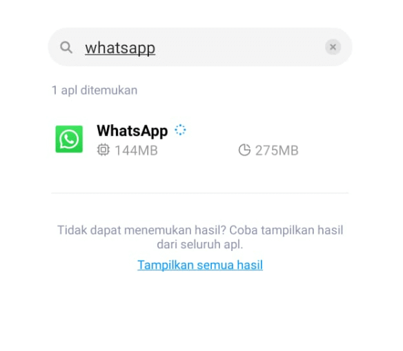 Cari Aplikasi WhatsApp di Setelan