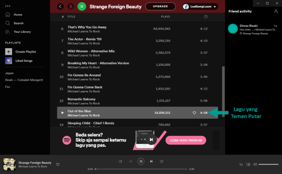 Cek Lagu Teman Spotify