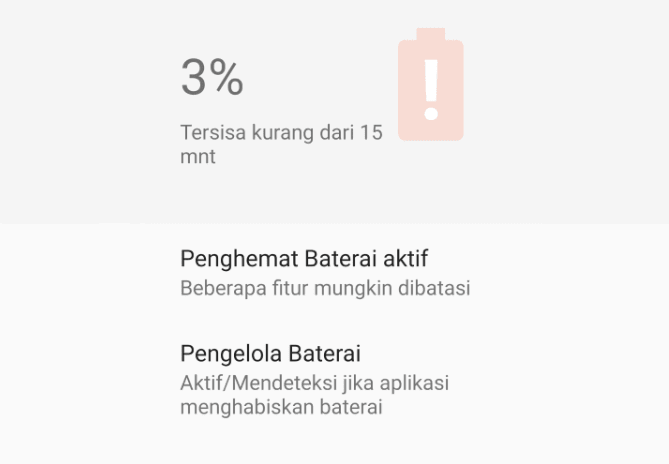 Status Baterai HP di Sistem