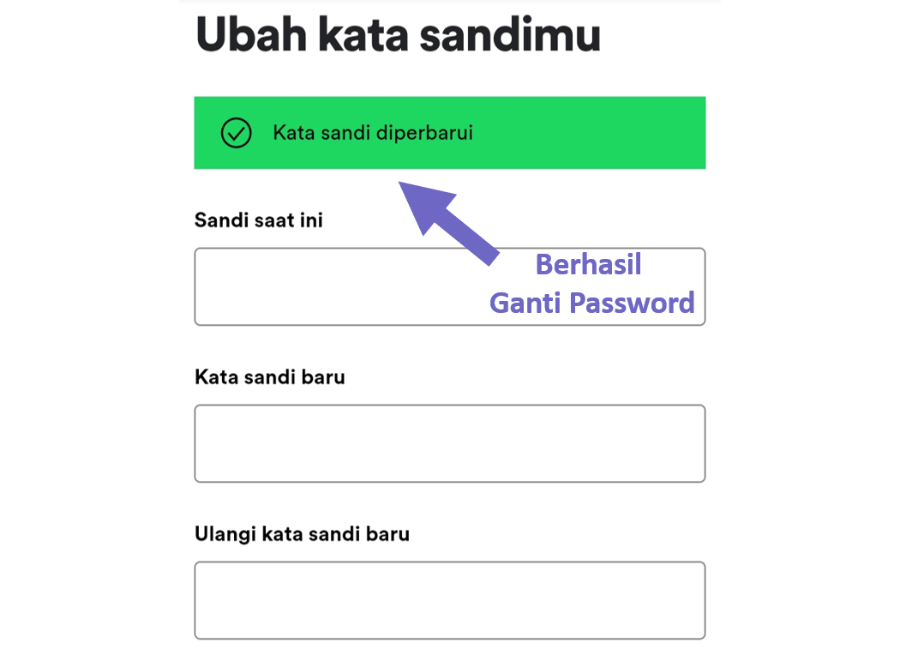 Contoh Sandi Spotify Berhasil Diganti