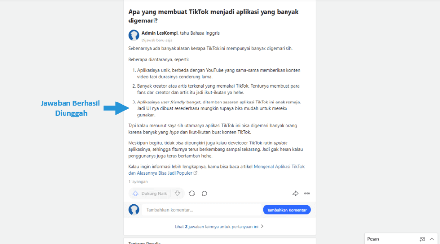 Contoh Jawaban di Quora