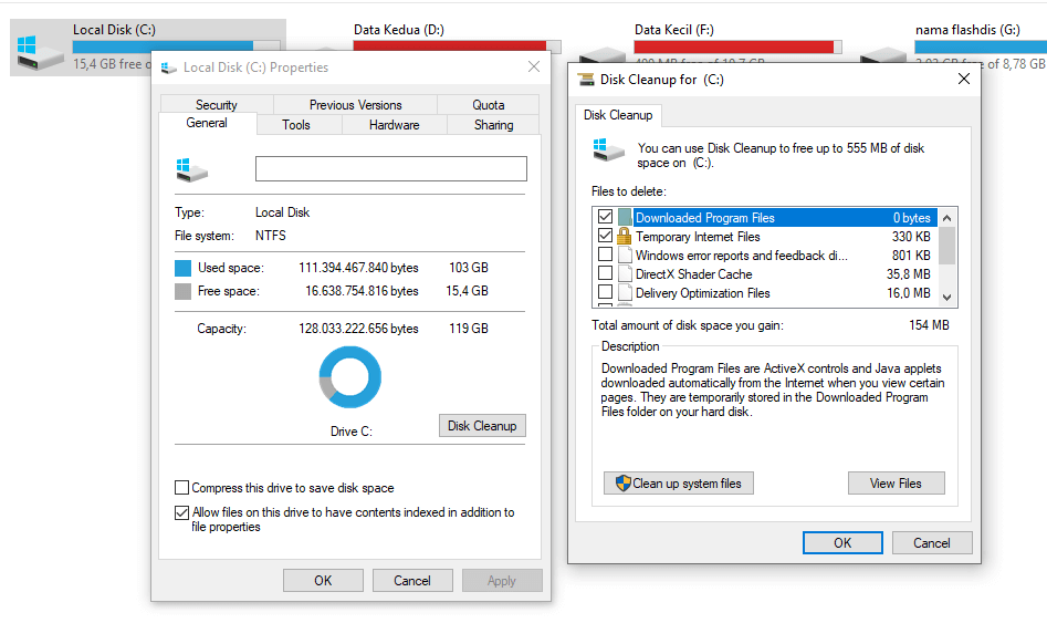 Contoh Disk Cleanup Windows Laptop
