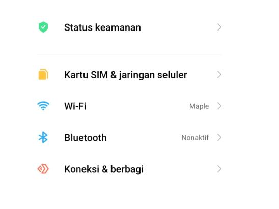 Menu WiFi di Setelan Android