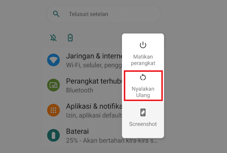 Contoh Reboot di HP