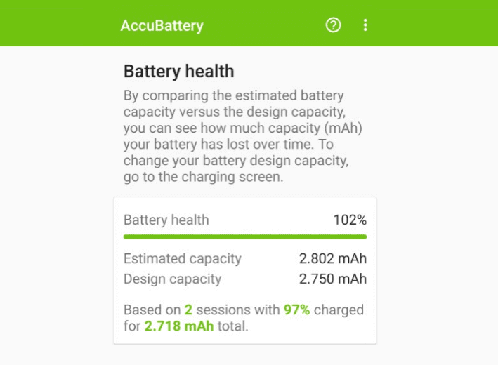 Contoh Status Baterai di Aplikasi AccuBattery