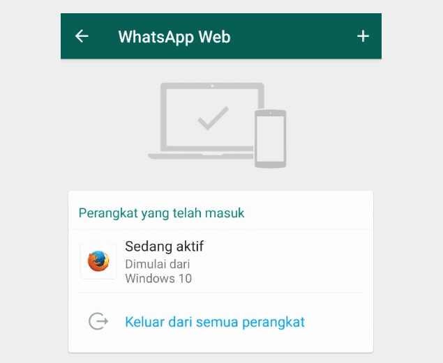 Contoh WA Web Aktif di HP