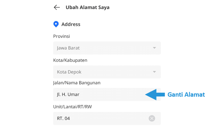 Ganti Data Alamat Akun