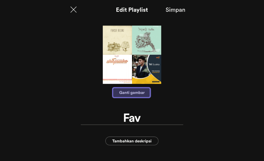 Menu Ganti Gambar Playlist