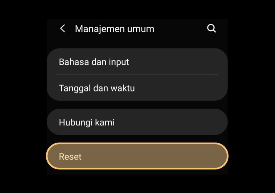 Ketuk Menu Reset HP Android