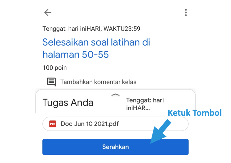 Klik Tombol Serahkan Tugas