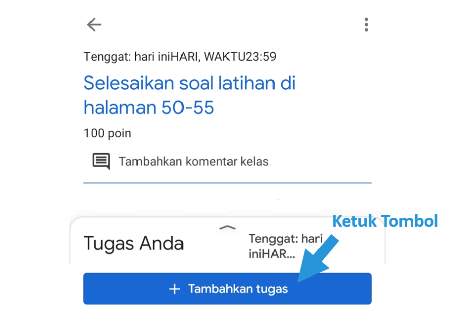 Klik Tombol Tambahkan Tugas