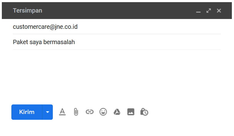 Kirim Email ke JNE