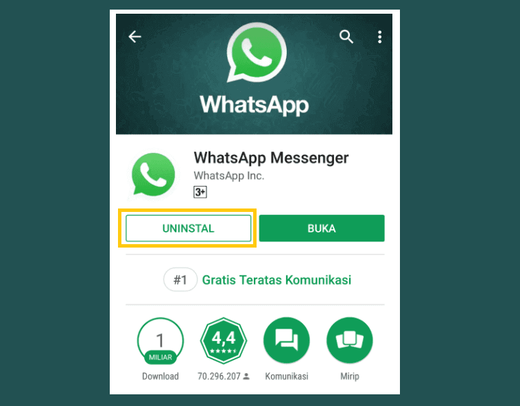Uninstall WhatsApp