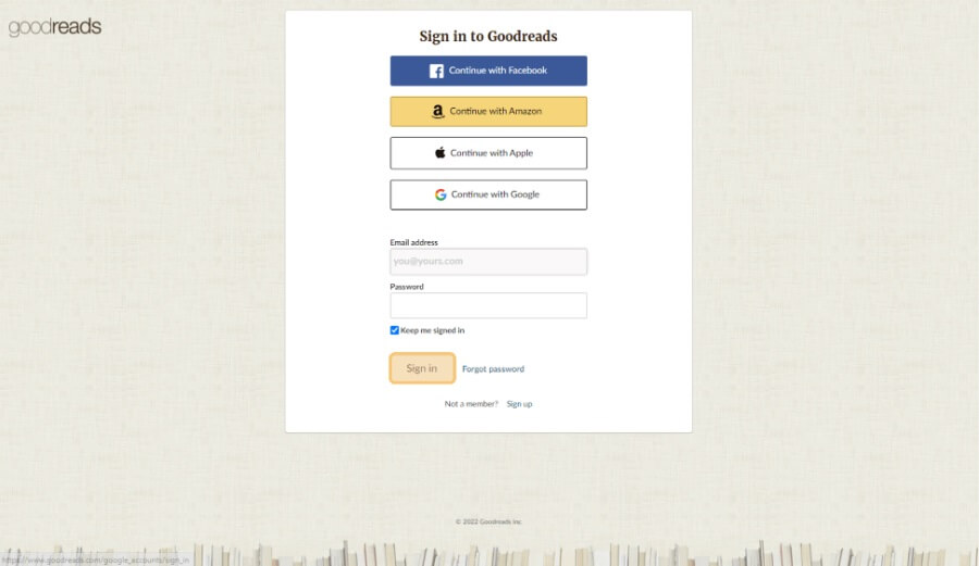 Login Akun GoodReads