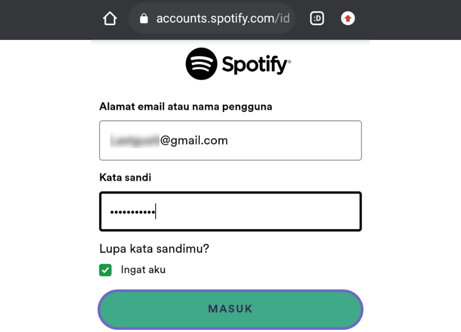 Masuk ke Spotify