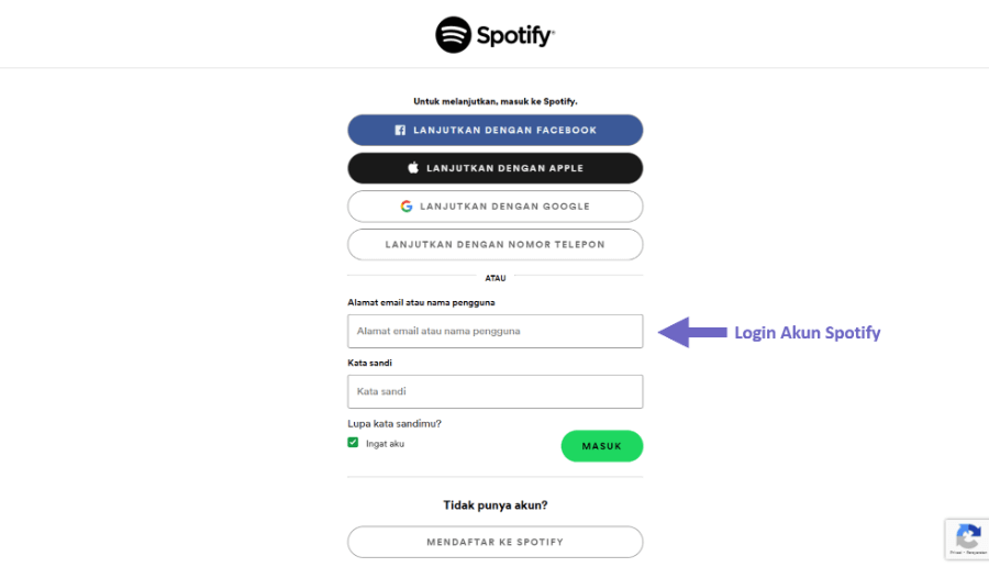 Login ke Akun Spotify