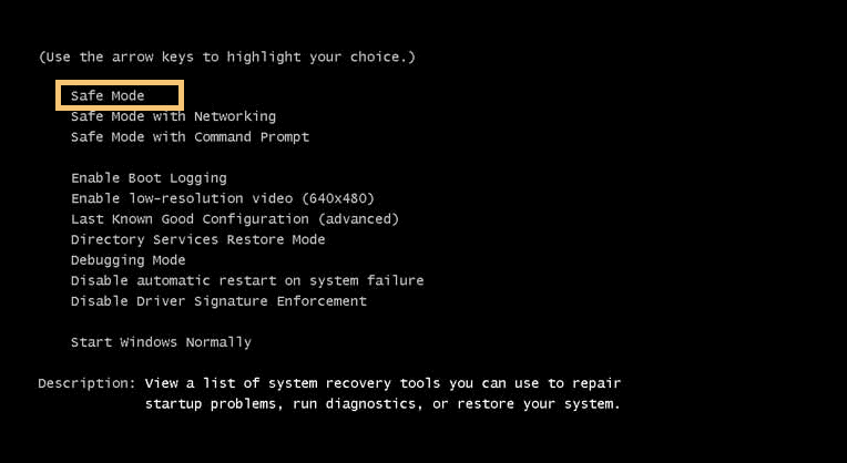 Opsi Safe Mode Windows