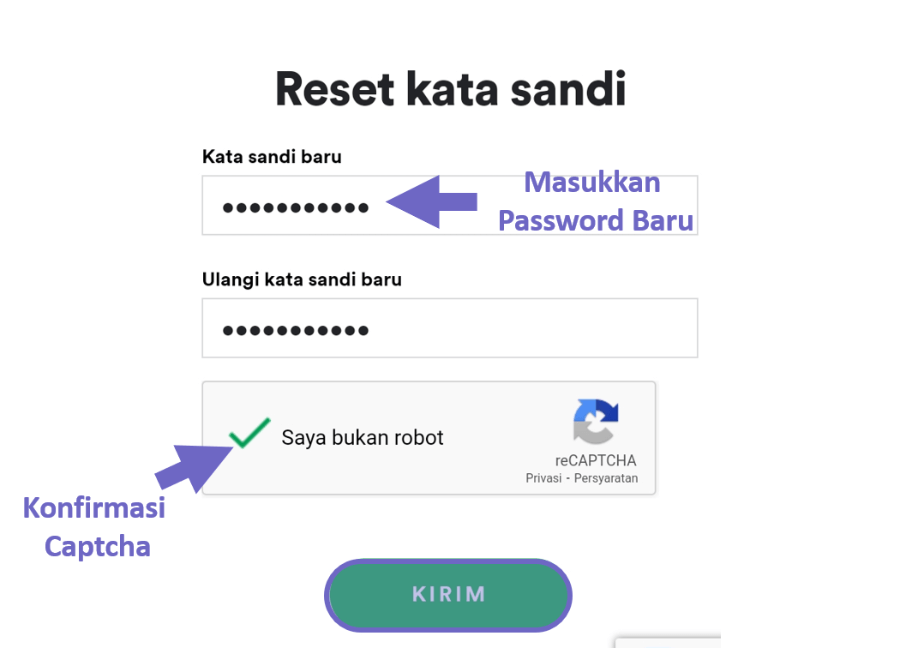 Masukkan Password Baru Spotify di Halaman Reset