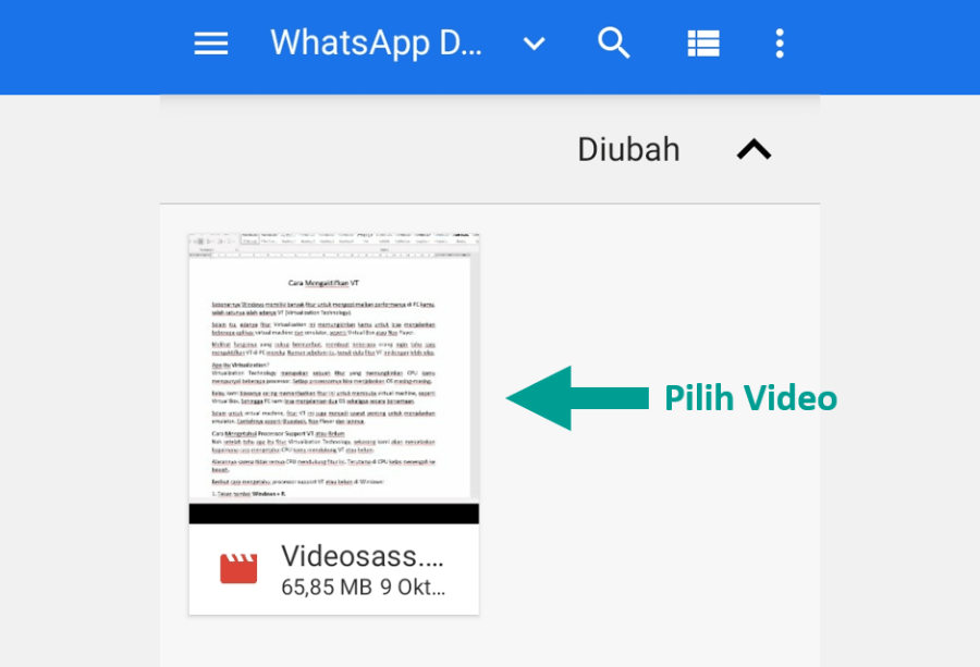 Pilih Video yang Akan Dikirim ke Classroom