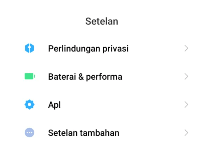 Menu Aplikasi di HP