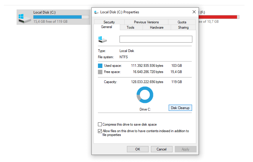 Opsi Disk Cleanup di Windows