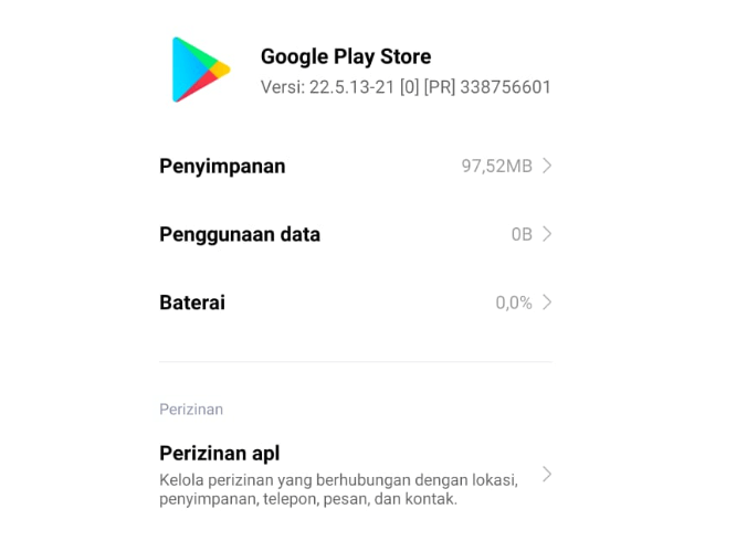Hapus Cache Google Play