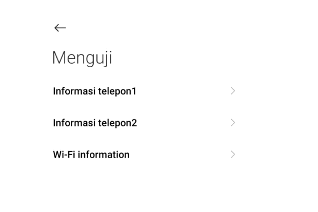 Menu Informasi Telepon HP