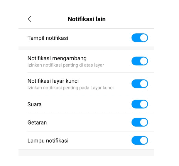 Menu Notifikasi WhatsApp di Setelan HP