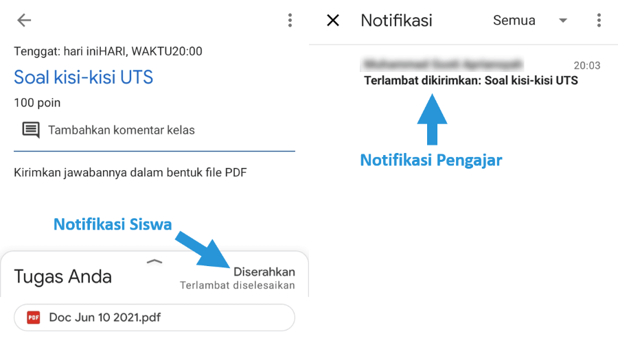 Pesan Tugas Terlambat Dikirim