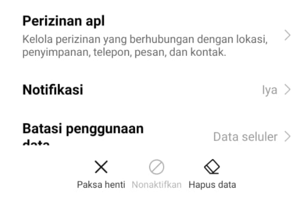 Opsi Paksa Berhenti Kamera HP