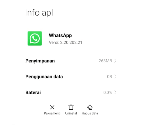 Opsi Paksa Berhenti WhatsApp