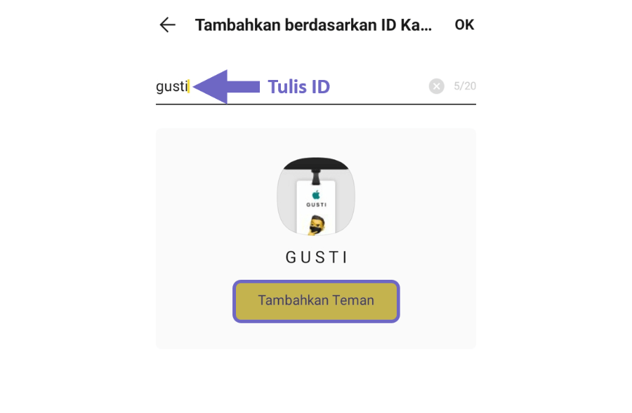 Opsi Tambah Teman Berdasarkan ID