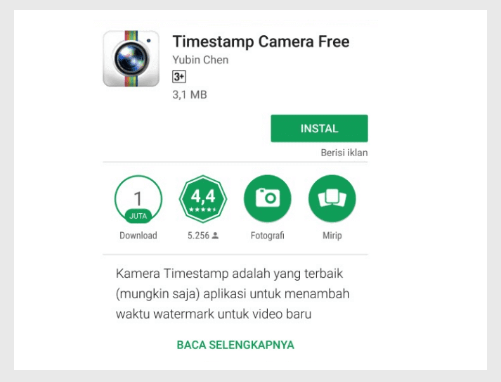 Pasang Aplikasi TimeStamp Camera