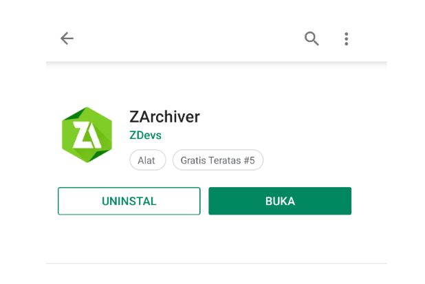 Pasang ZArchiver di Playstore