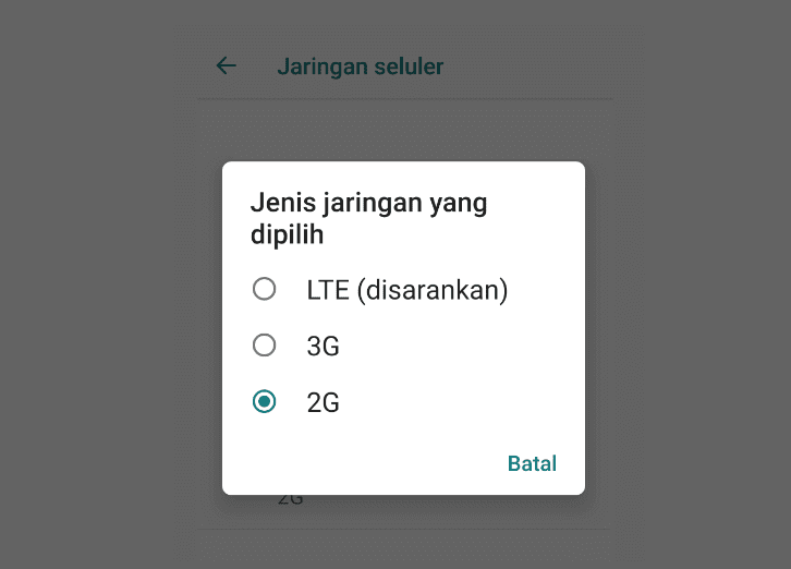 Pengaturan Jaringan 2G