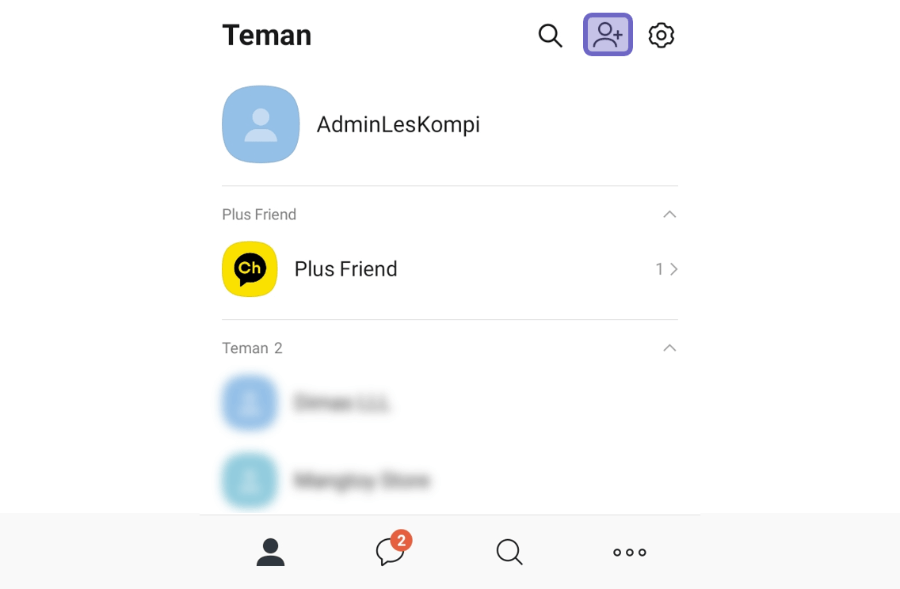Menu Add Friends KakaoTalk