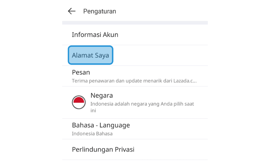 Pilih Opsi Alamat Saya