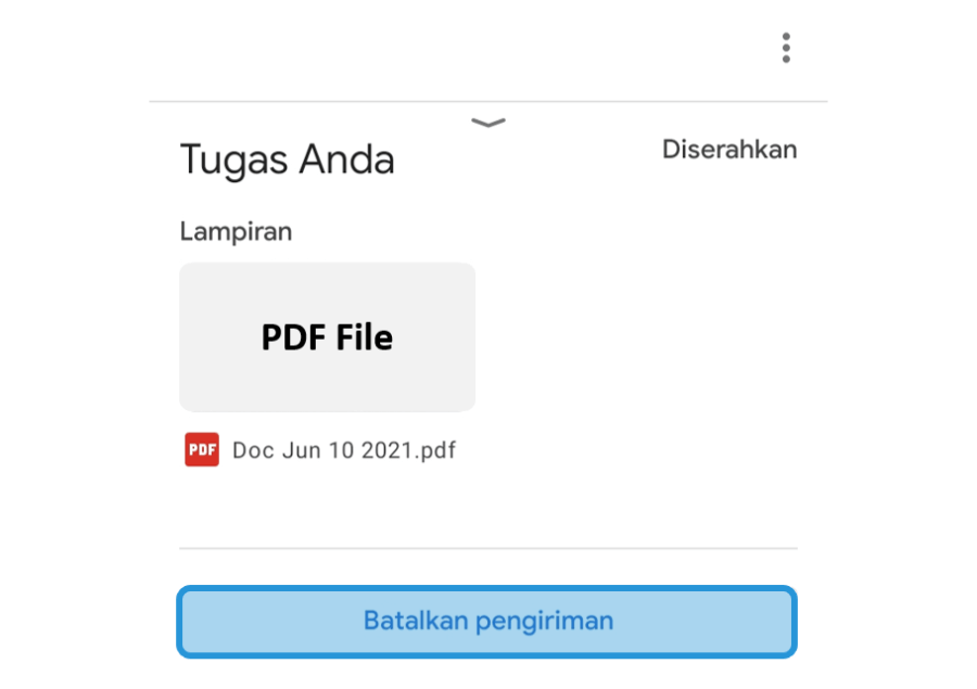 Pilih Batalkan Pengiriman Tugas