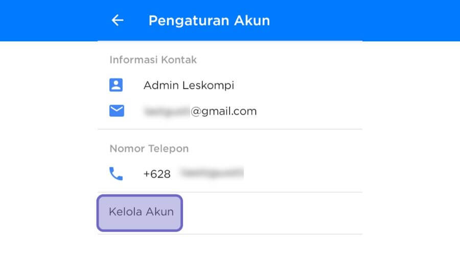 Opsi Kelola Akun GetContact