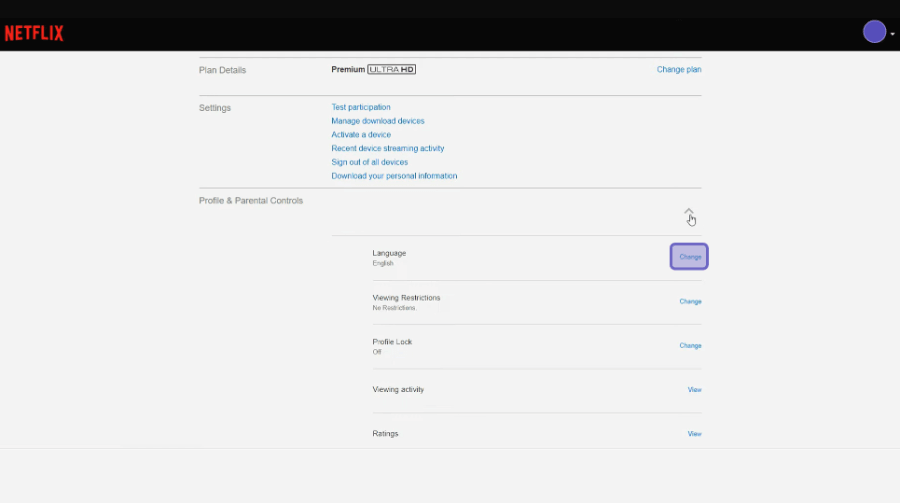 Pilih Menu Language di Netflix